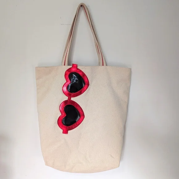 Bath Body Works Bags Bath Body Works Heart Shaped Sunglasses Canvas Tote Bag Poshmark